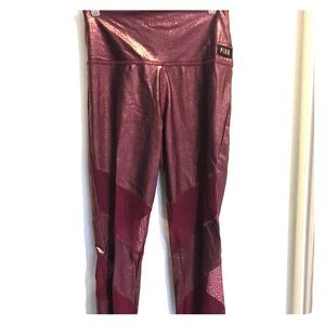 Victoria Secret PINK burgundy mesh stripe tights